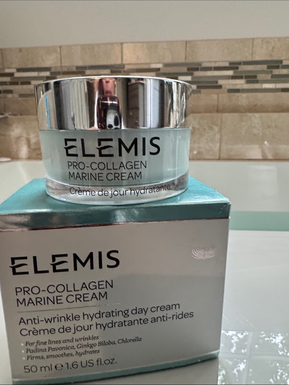 NEW IN BOX! 1 ELEMIS Pro-Collagen Marine Cream — aqua and silver jar
